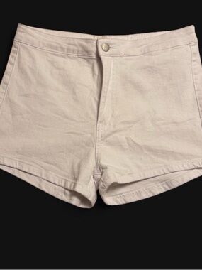 High-Rise White Denim Jean Shorts